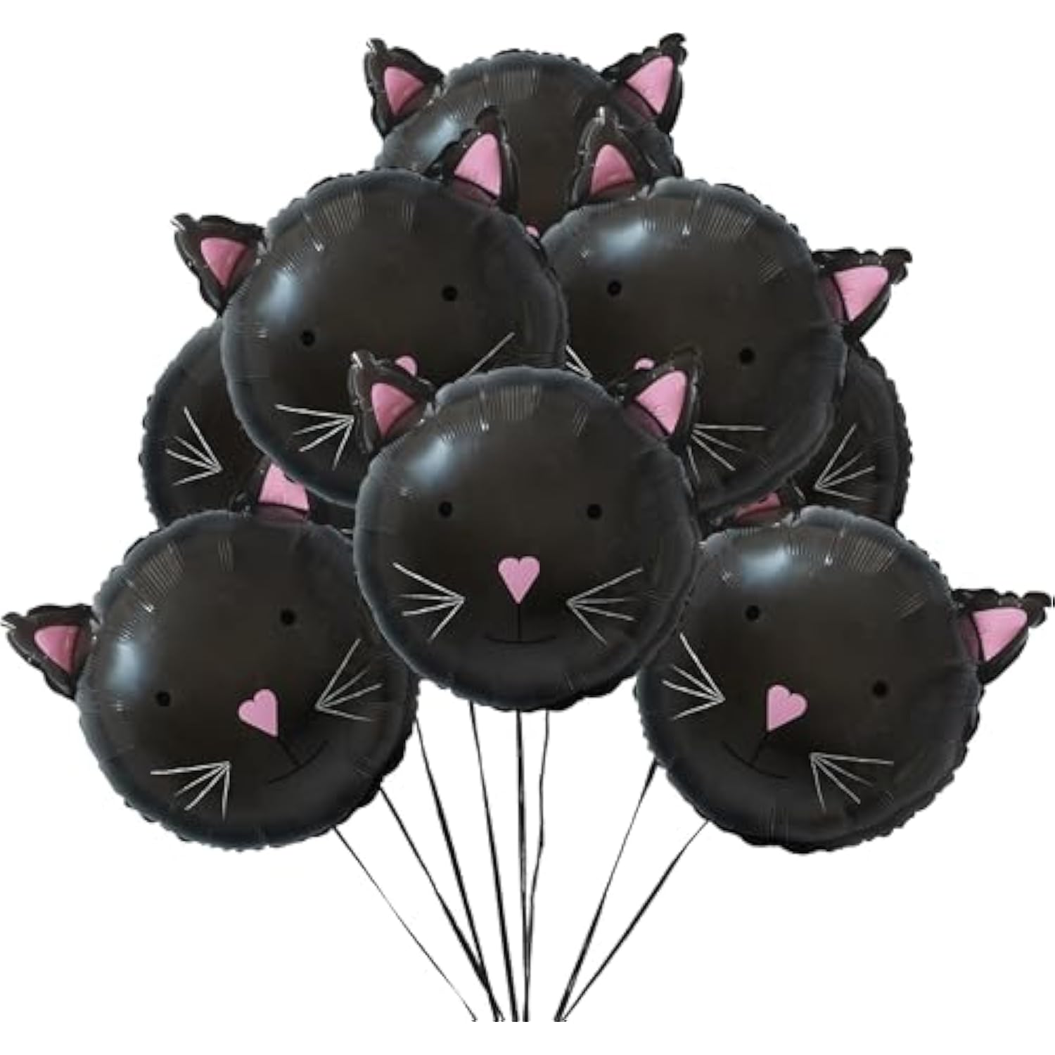 Black Cat Foil Balloons: Spooky Halloween Party Decorations - 8 Pcs