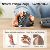 Ergonomic Vertical Mouse With Led Screen, Knob Control, 5 Programmable Buttons, 57° Angle, 4-Device Connect(2.4G /Bluetooth/Wired), 800-2400 Dpi, Rechargeable Mice For Windows, Mac, Laptop, Pc