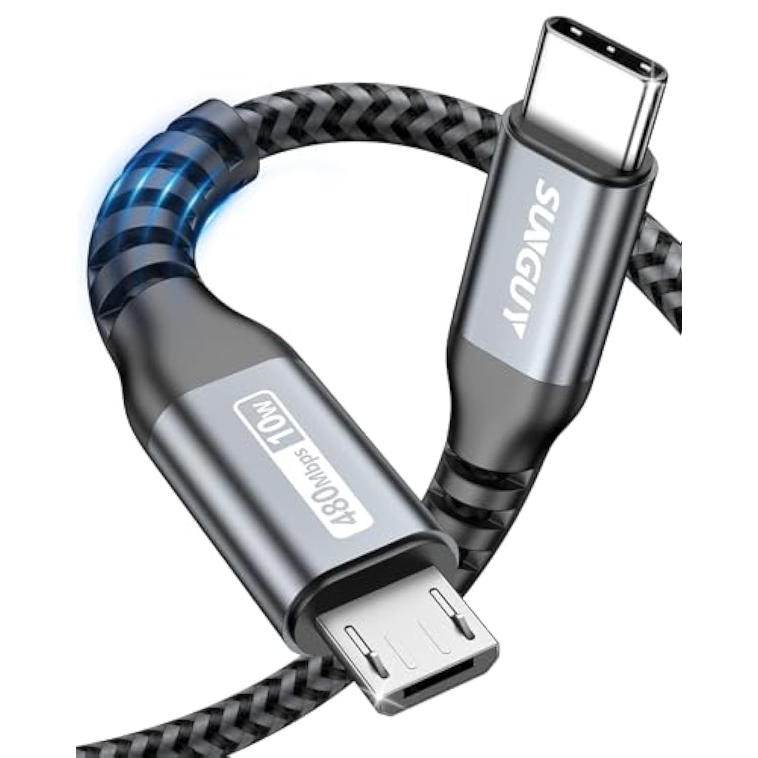 Short Micro Usb To Usb C Cable 1.5Ft, Otg Usb Type C To Micro Usb Cable Nylon
