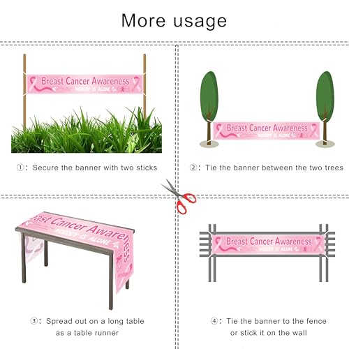Breast Cancer Awareness Banner and Party Decor Backdrop Outdoor Yard Sign