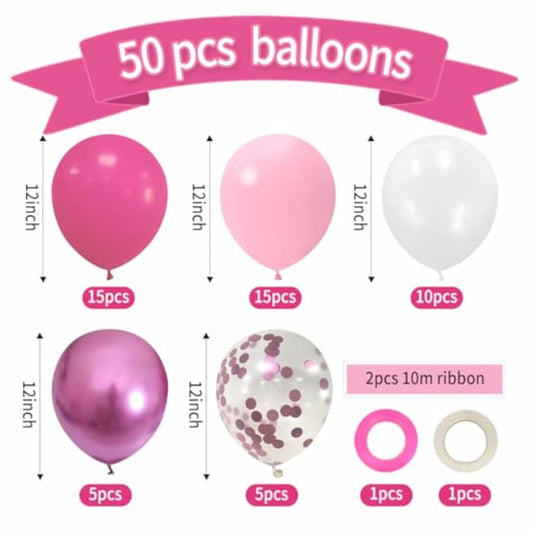 Pink And White Party Balloons,Pink Balloons 12 Inch Baby Pink Confetti Latex Balloons For Wedding Engagement Birthday Baby Shower Decoration