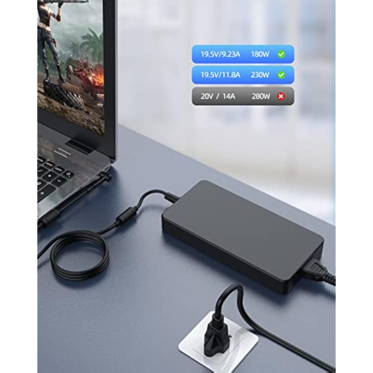 Ul Listed 230W 180W Ac Charger Fit For Msi-Gs65 Gs66 Gs75 Gs76 Ge72Mvr Ge62Mvr