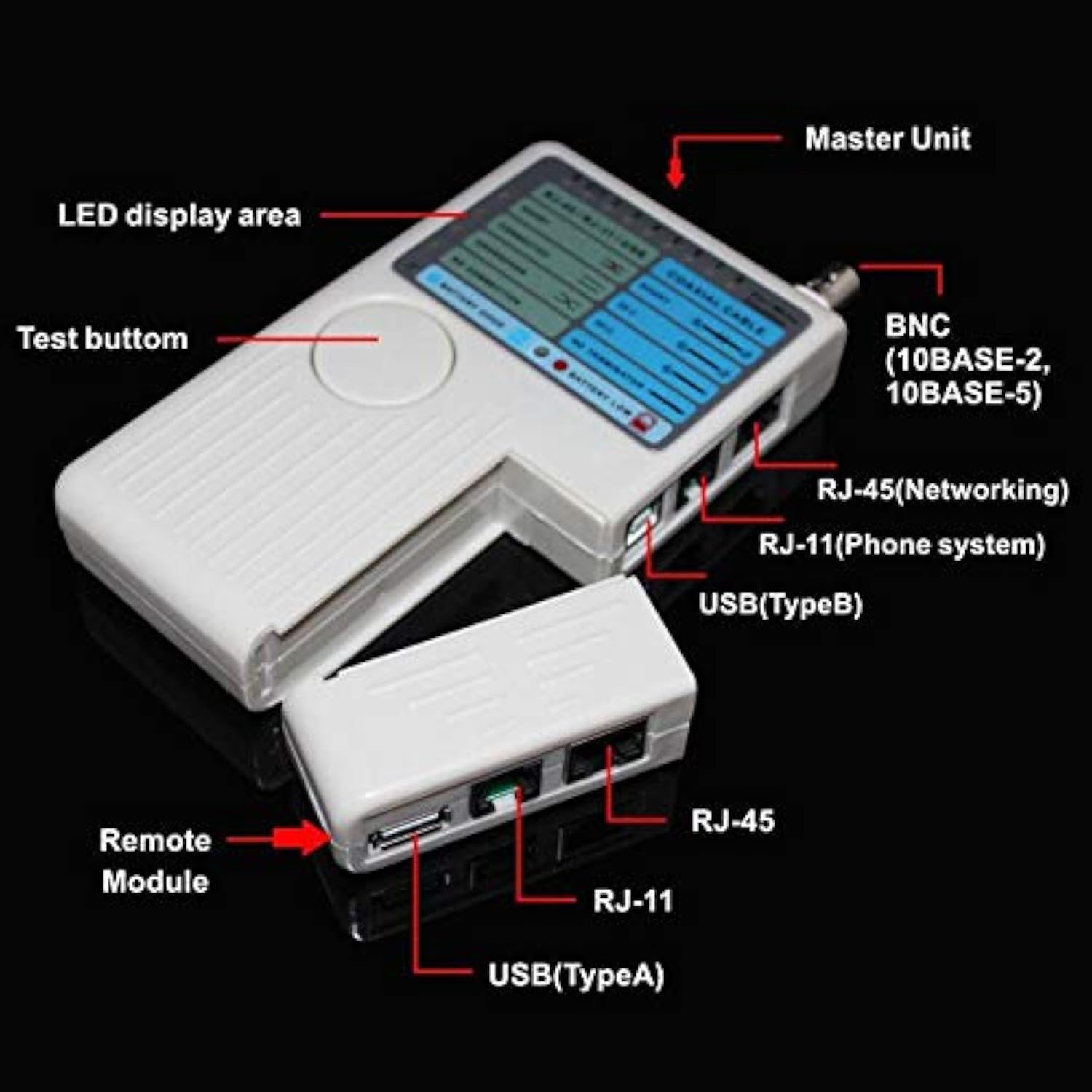 4 In 1 Network Cable Tester Rj45/Rj11/Usb/Bnc Lan Cable Cat5 Cat6 Wire Tester