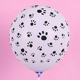 Paw Prints-A-Round Biodegradable Latex Balloons, White With Black Paw Prints All-Around, 11-Inch (12-Units)