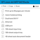 Laserjet Mfp M235Sdw All-In-One Laser Wireless Printer, Scan/Copy, Black & White, Duplex, Best-For-Office