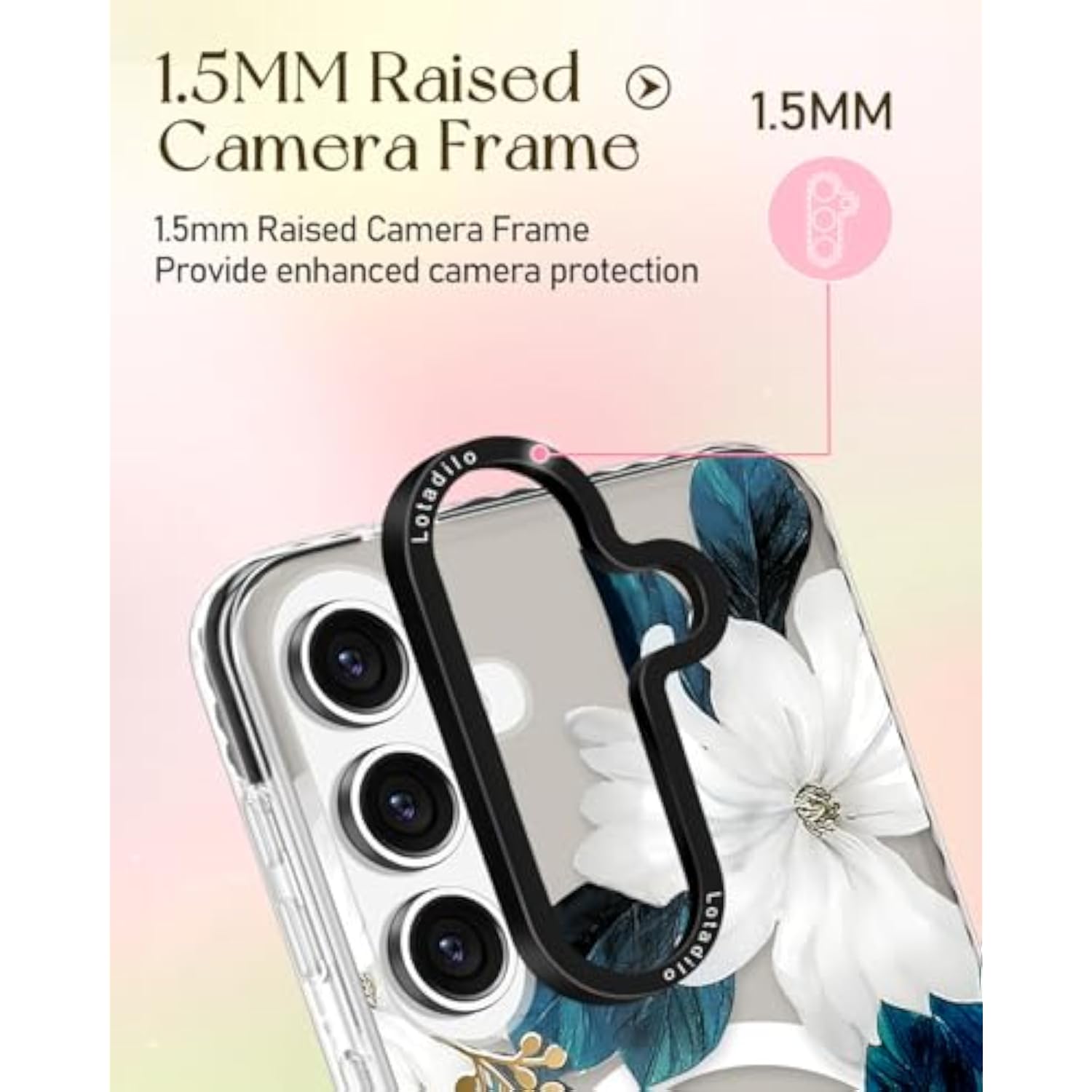 Blue Flower Patterned Phone Case for Samsung Galaxy S24 Plus for Women