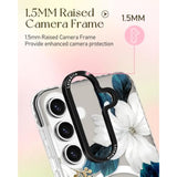 Blue Flower Patterned Phone Case for Samsung Galaxy S24 Plus for Women