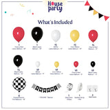 Race Car Balloon Garland 110 Pcs with Banner & Checkered Balloons for Party