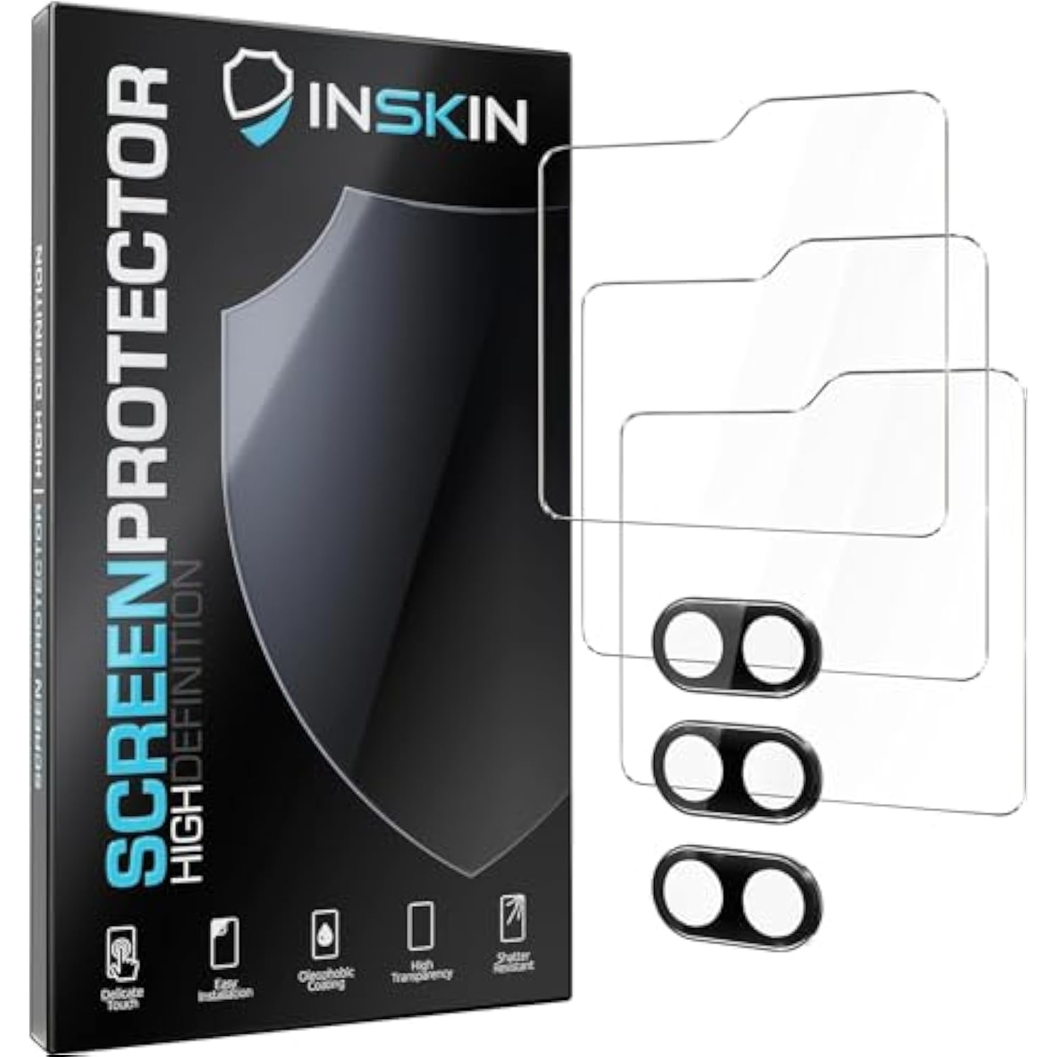 Inskin Tempered Glass Protector for Samsung Galaxy Z Flip 5 5G 6.7 inch [2023] - 3+3 Pack, Screen + Camera, Case-Friendly