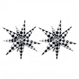 2*12 Pcs Black White Checkered Explosion Pointed Star Foil Balloons/4D Checkered Racing Balloons/Race Car Birthday Party Supplies/Las Vegas Casino Party/Father'S Day Boys Birthday Party (2 Pcs Black)