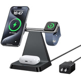Charging Station For Multiple Devices Apple: 3 In 1 Magnetic Wireless Charger Stand For Mag Safe Iphone - Nightstand Charging Dock For Iphone 16 15 14 13 12 Pro Max Plus Apple Watch Airpods