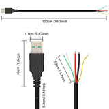Usb 2.0 Male 5 Pin To Bare Wire Pigtail Open End Cables 5 Cores Usb A 5V 5A Power Charge 480 Mbps Quick Charge Data Transmission Wires Diy Connector Replacement Cord 20Awg -1M/3.2Ft 2Pcs
