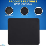 Mouse Pads, 9" X 7.5", Black, 2 Pack