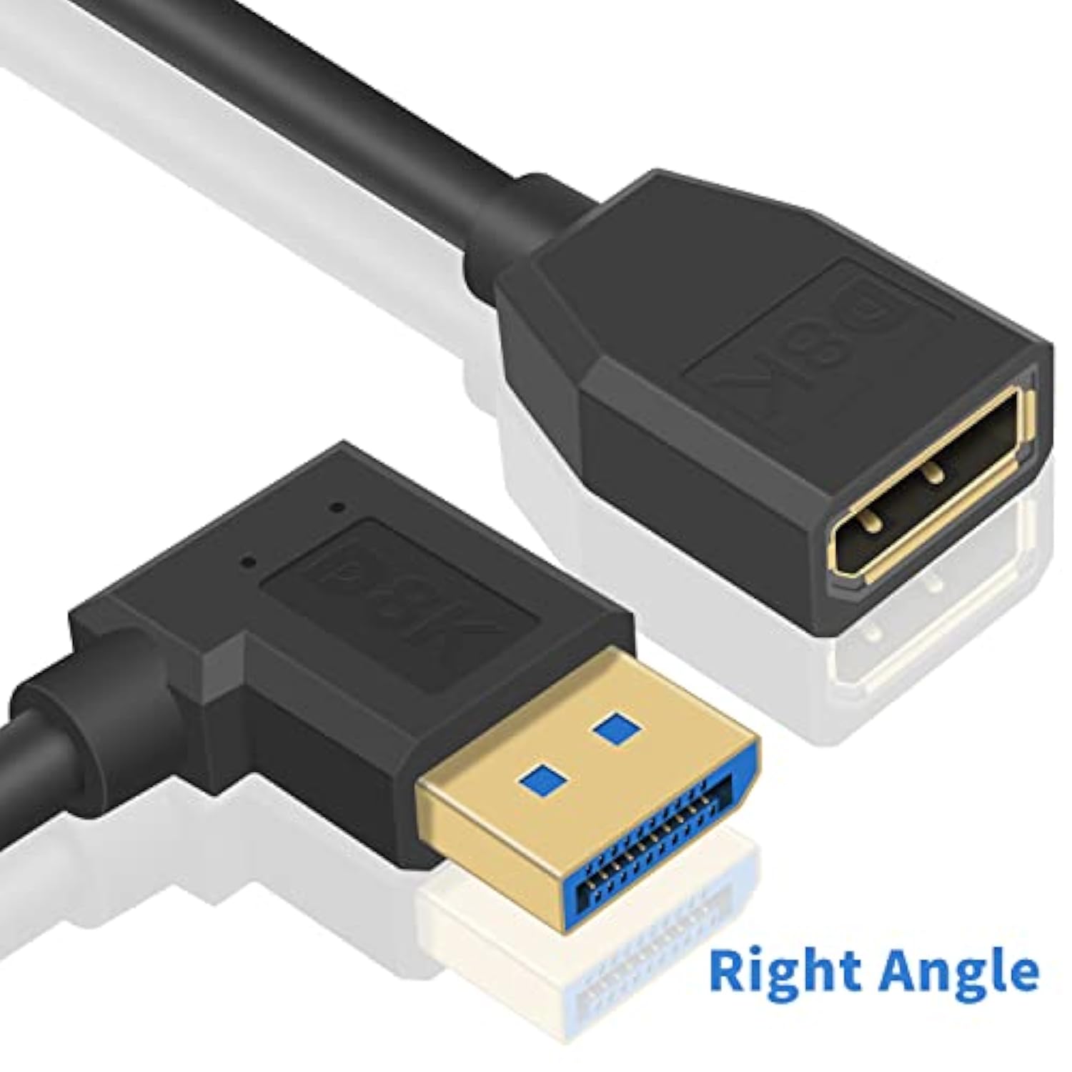 Right Angle Displayport 1.4 Cable, 90 Degree Displayport Extension Cable (8K/6