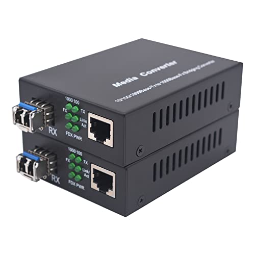 Multi-Mode Lc Gigabit Fiber Media Converter - Include 2 Sfp Transceiver 2Km, Wavelenth 1310Nm, Lc To Utp Cat5E 10/100/1000 Rj-45 Gigabit Ethernet Speed, A Set