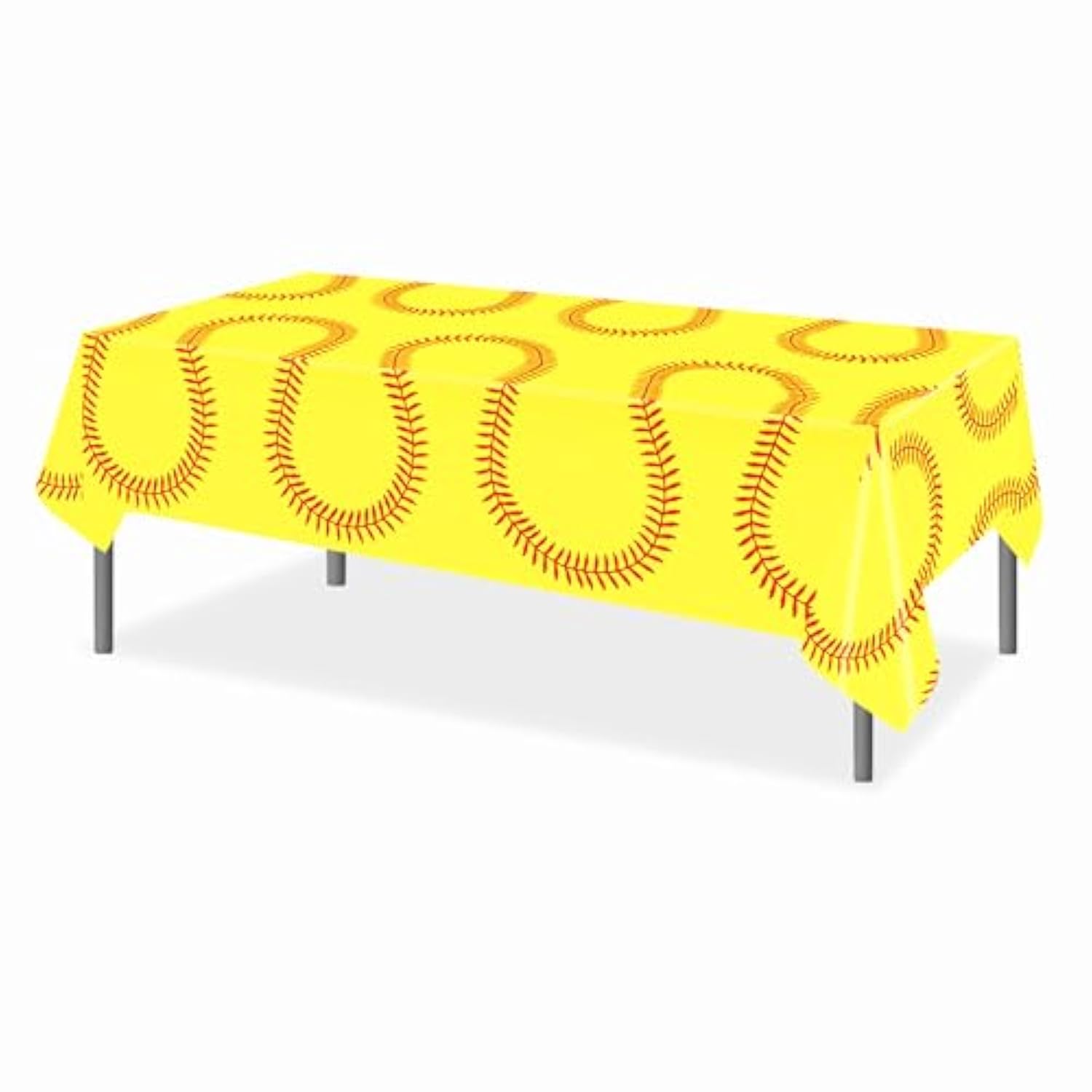 2Pc Softball Party Tablecloths Plastic Cover 54x87In Sports Party Decor