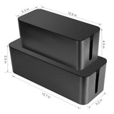 Cable Management Box, 2 Pack Large & Medium Cable Organizer Box With 17 Pcs Cable Management Set, Cord Organizer Box To Hide Surge Protector On Desk Or Floor (Black)