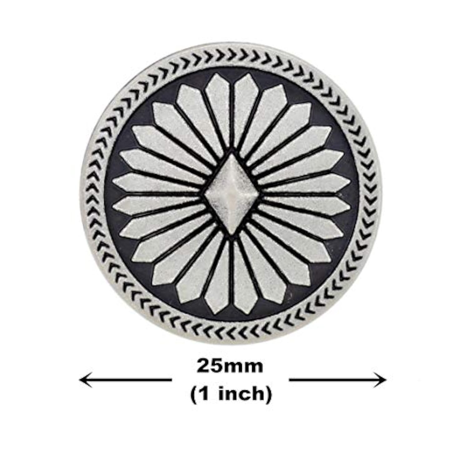 10 Pieces Diamond Flower Metal Shank Buttons. 25Mm (1 Inch) (Antique S