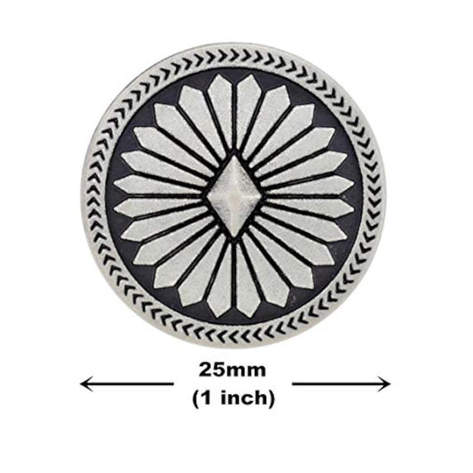 10 Pieces Diamond Flower Metal Shank Buttons. 25Mm (1 Inch) (Antique S