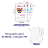 Bounce House Birthday Party Invitation, Bounce Themed Fill-In Invites For Man & Woman, 20 Invitations With Envelopes (4" X 6"), Adults Jumping Party Favors Decorations And Supplies -25