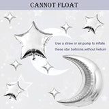 50pcs Silver Moon & Star Balloons Set for Baby Shower, Wedding  Parties