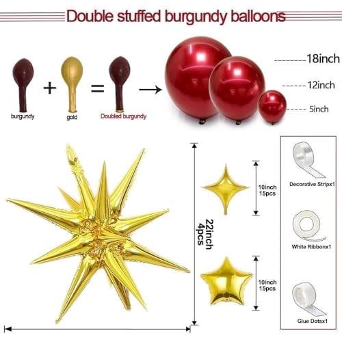Double Stuffed Burgundy Balloon Arch for Birthday Valentines Party Decor