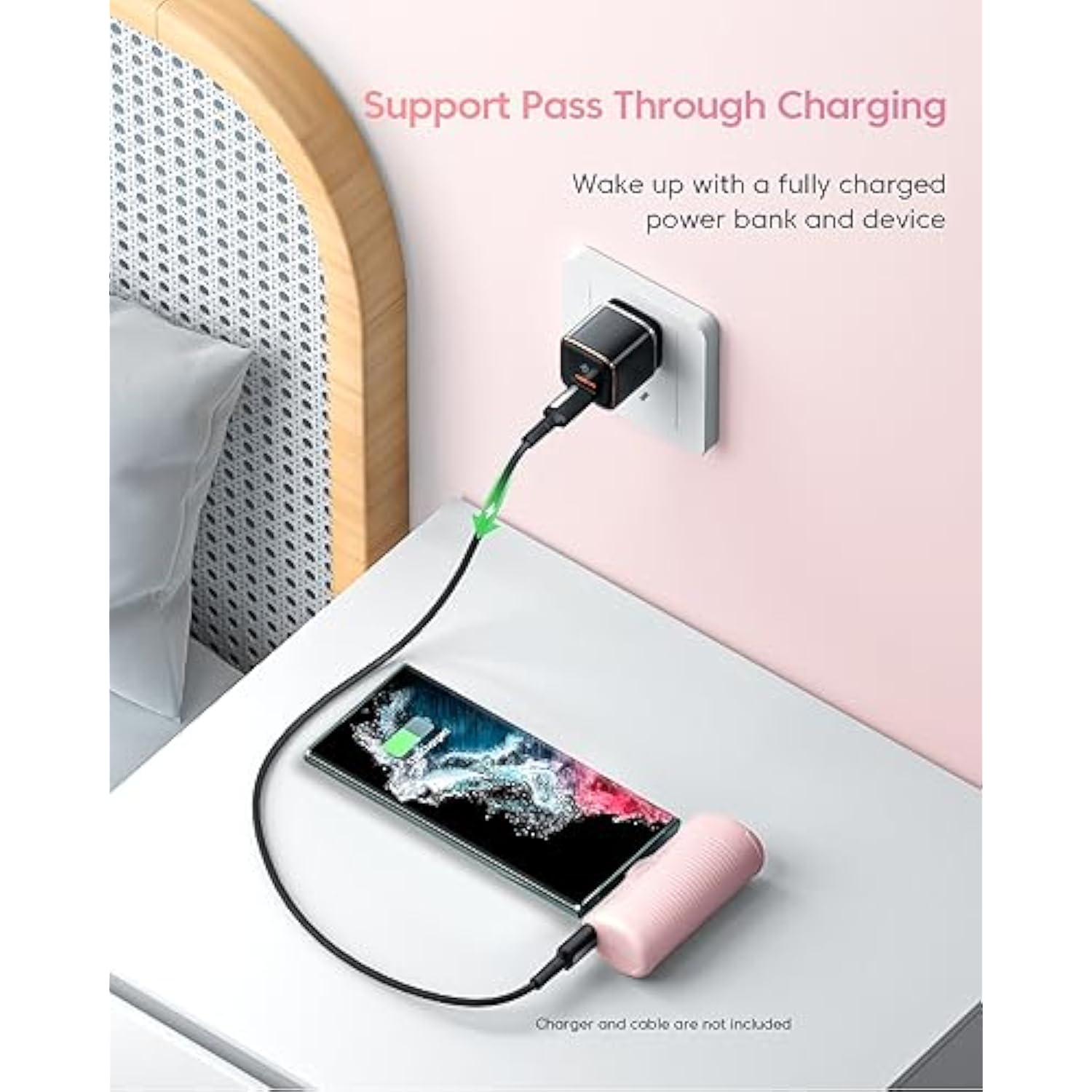 Portable Charger Usb C Power Bank 4500Mah Small Portable Phone Charger Android Compact Plug In Battery Pack Portable Compatible With Iphone 15, Samsung Galaxy, Moto, Lg, Pixel, Pink