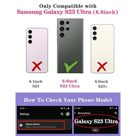 (2In1 For Samsung Galaxy S23 Ultra Case Black Butterfly For Women Girls Girly Phone Cover Cute Butterflies Design With Slide Camera Cover+Ring Holder Fashion Cases For S23 Ultra 5G 2023 6.8''