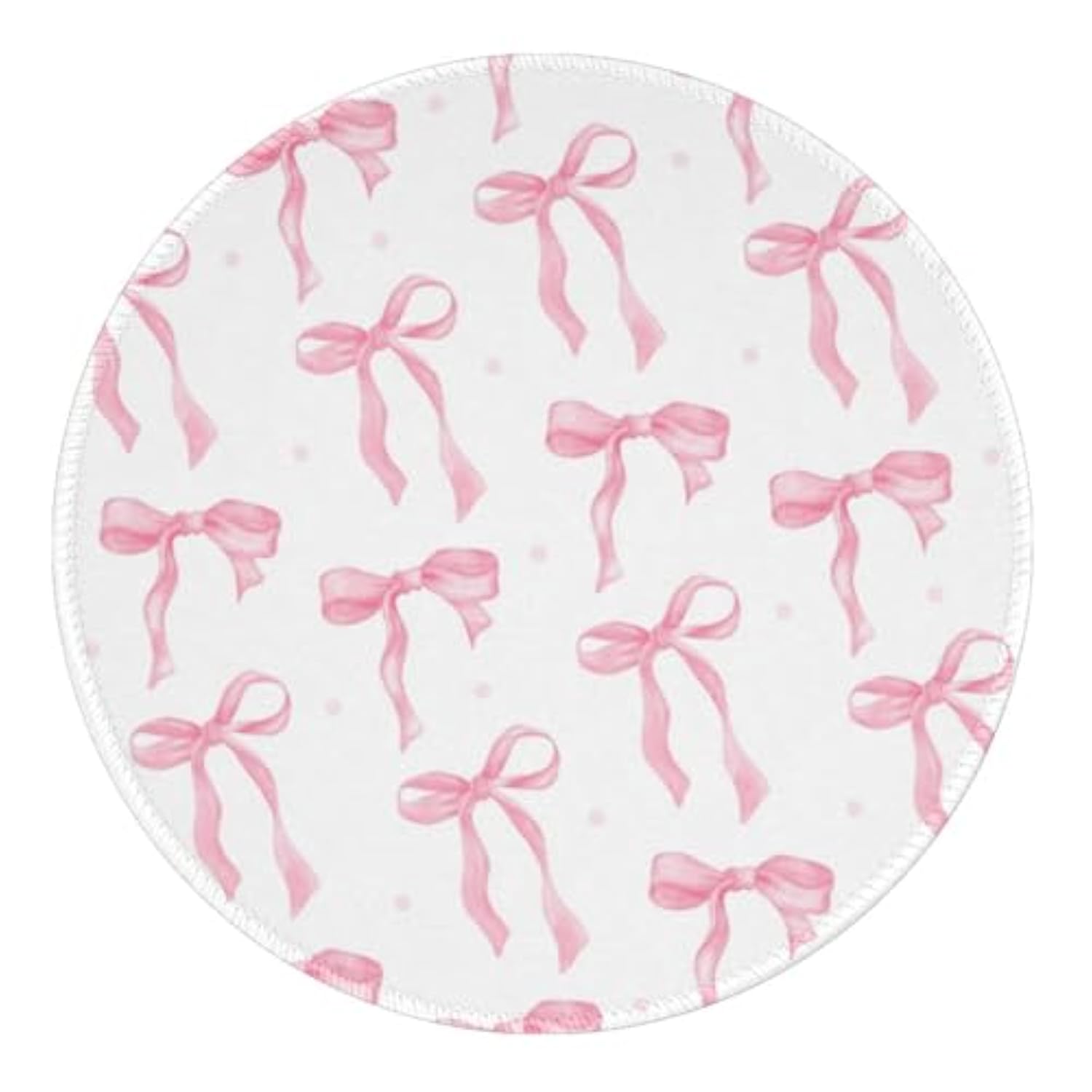 Cute Round Travel Mouse Pad Pink Bows Aesthetic Mousepad For Laptop Wireless Mouse Kawaii Office Accessories Computer Mouse Pads For Desk Non-Slip Rubber Base Mouse Pad, 7.9×7.9 In, Pink Bow
