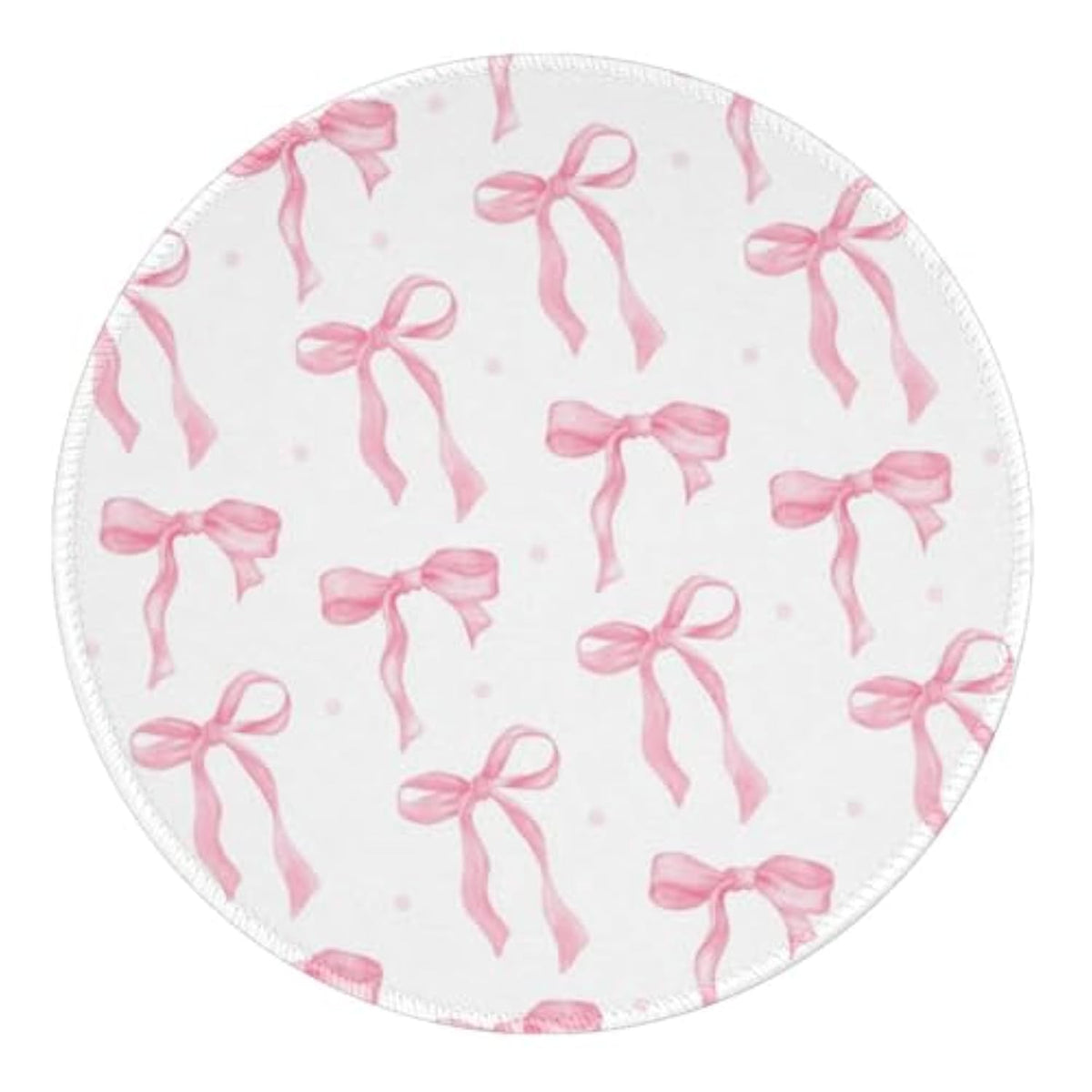 Cute Round Travel Mouse Pad Pink Bows Aesthetic Mousepad For Laptop Wireless Mouse Kawaii Office Accessories Computer Mouse Pads For Desk Non-Slip Rubber Base Mouse Pad, 7.9×7.9 In, Pink Bow