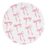 Cute Round Travel Mouse Pad Pink Bows Aesthetic Mousepad For Laptop Wireless Mouse Kawaii Office Accessories Computer Mouse Pads For Desk Non-Slip Rubber Base Mouse Pad, 7.9×7.9 In, Pink Bow