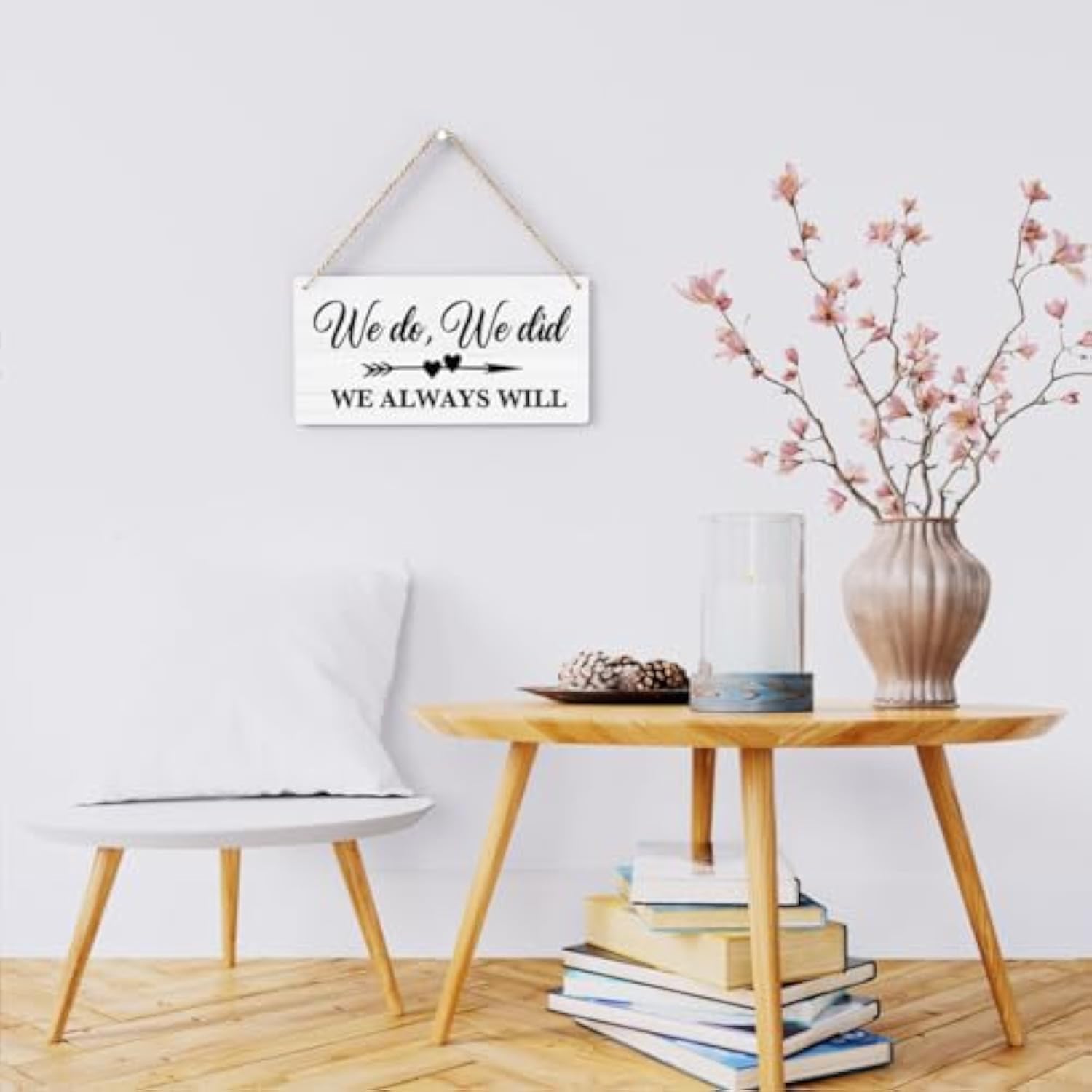 Rustic Wedding Sign We Do We Did We Always Will, Engagement Wedding Photo Props Sign, Weddings Decor Stuff Engagement Party Decorations 12X6 Inches (White)