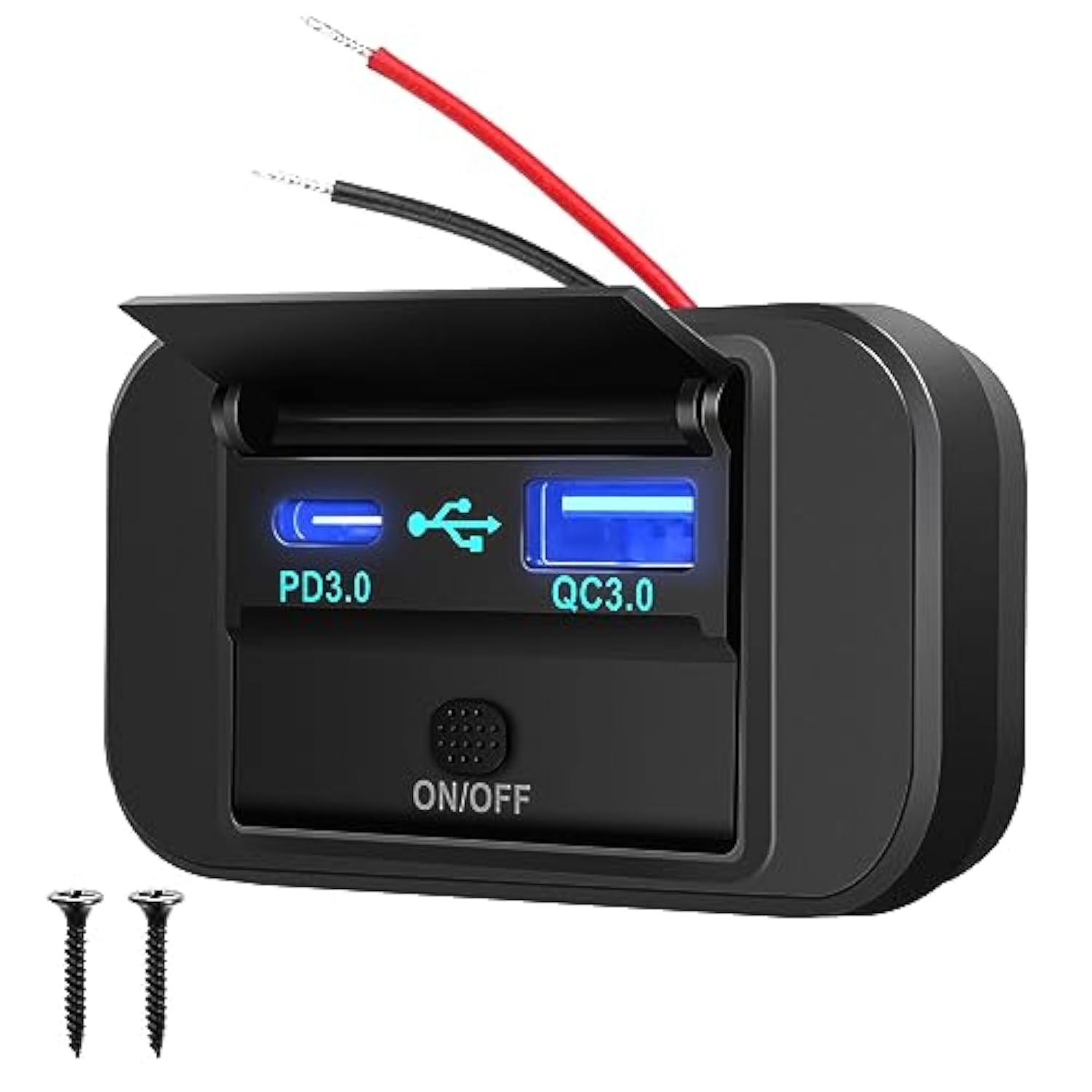 12V Rv Usb Outlet, 38W Pd Qc3.0 24V Usb Car Charger Socket Power Outlet With Cover, 24V Car Charger Switch Panel Car Fast Charger Socket Power Outlet For Car Bus Rv Atv Truck Boat