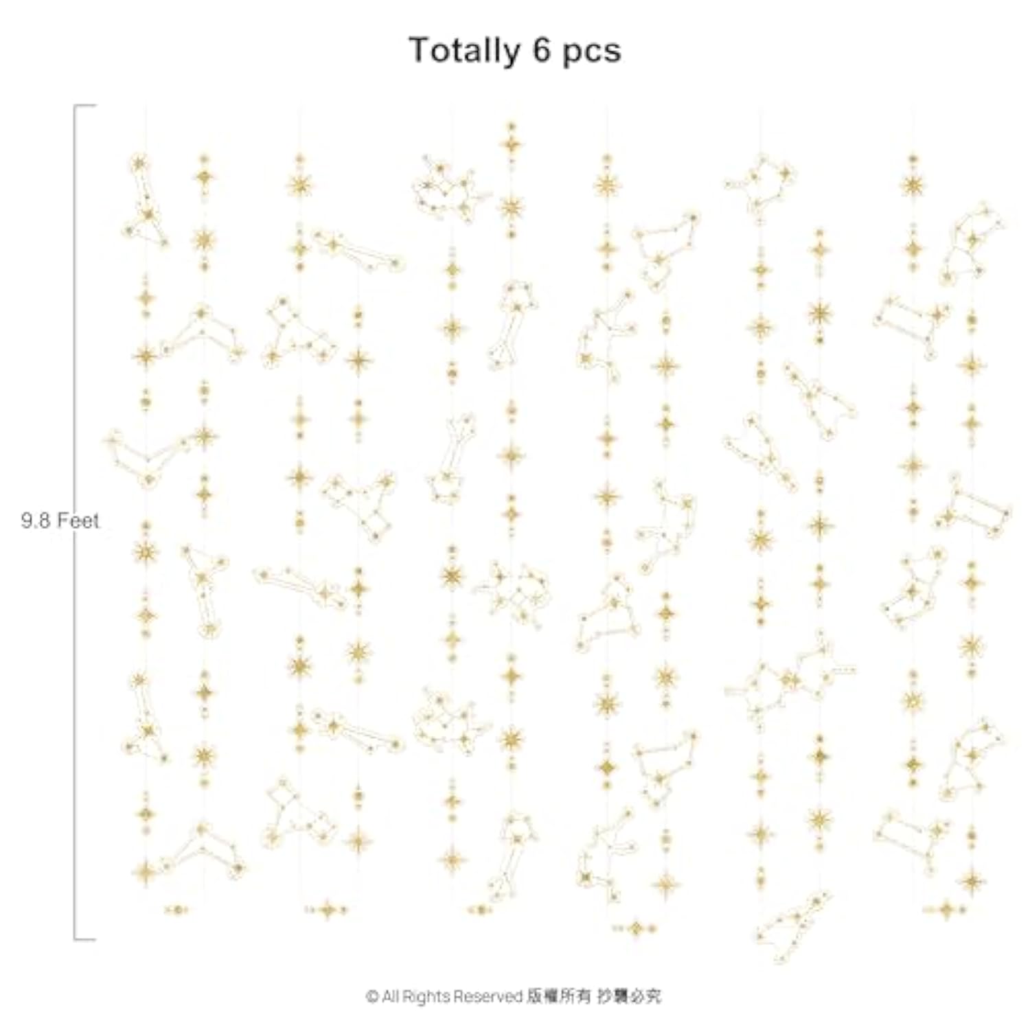 Glitter Celestial Party Decorations Constellation Birthday Decoration Star Garlands Witchy Backdrop Astrology Decor Zodiac Theme Banner Hanging Stars Streamer Galaxy Party Suppplies (Gold)