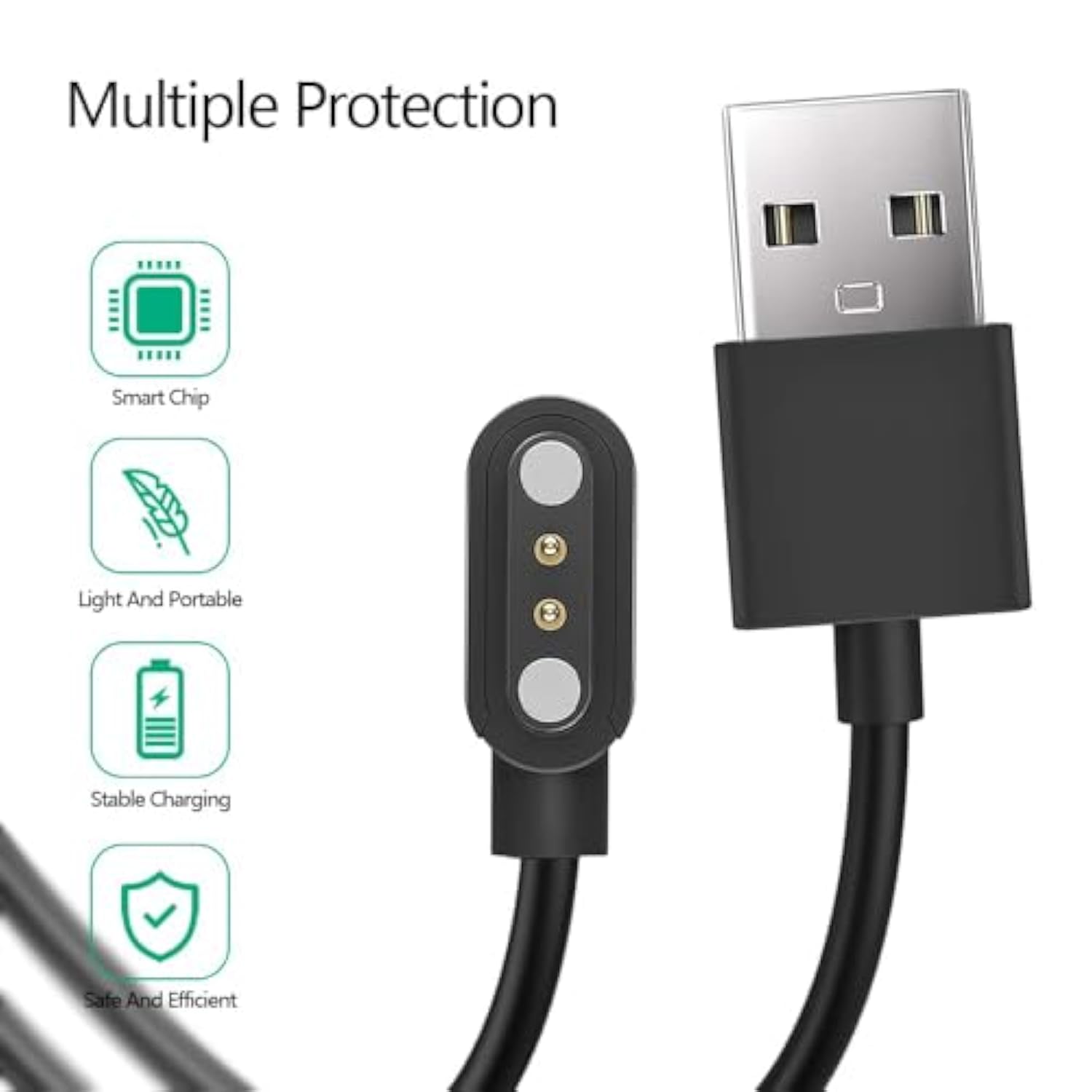 2Pack Charger Replacement For Letsfit Ew1 Iw1 Id205L Id205S(Not For Id205) Smart Watch, Magnetic Usb Charging Cable Cord For [All Veryfitpro Id205L Id205S Sw021 Sw023] Smartwatch Accessory 100Cm/3.3Ft