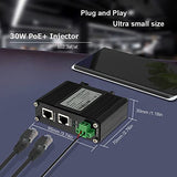 Poe Injector - Industrial Gigabit Poe+ Injector,Ieee 802.3 Bt /802.3At/802.3Af Compliant,30W Hardened Poe Adapter With 12-48V Dc Input Din- Rail, Wall Mount