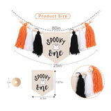 Halloween 1St Birthday Decorations - Spooky One High Chair Banner,Cake Smash Halloween Spooky Banner,Ghost First Birthday High Chair Tassel Banner,Spooky Baby Birthday Photo Props