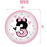 80 Pcs Pink 3Rd Birthday Party Tableware Pink Wild Three Paper Plates Napkins Forks For Girls Three Years Old Birthday Party Supplies Decorations
