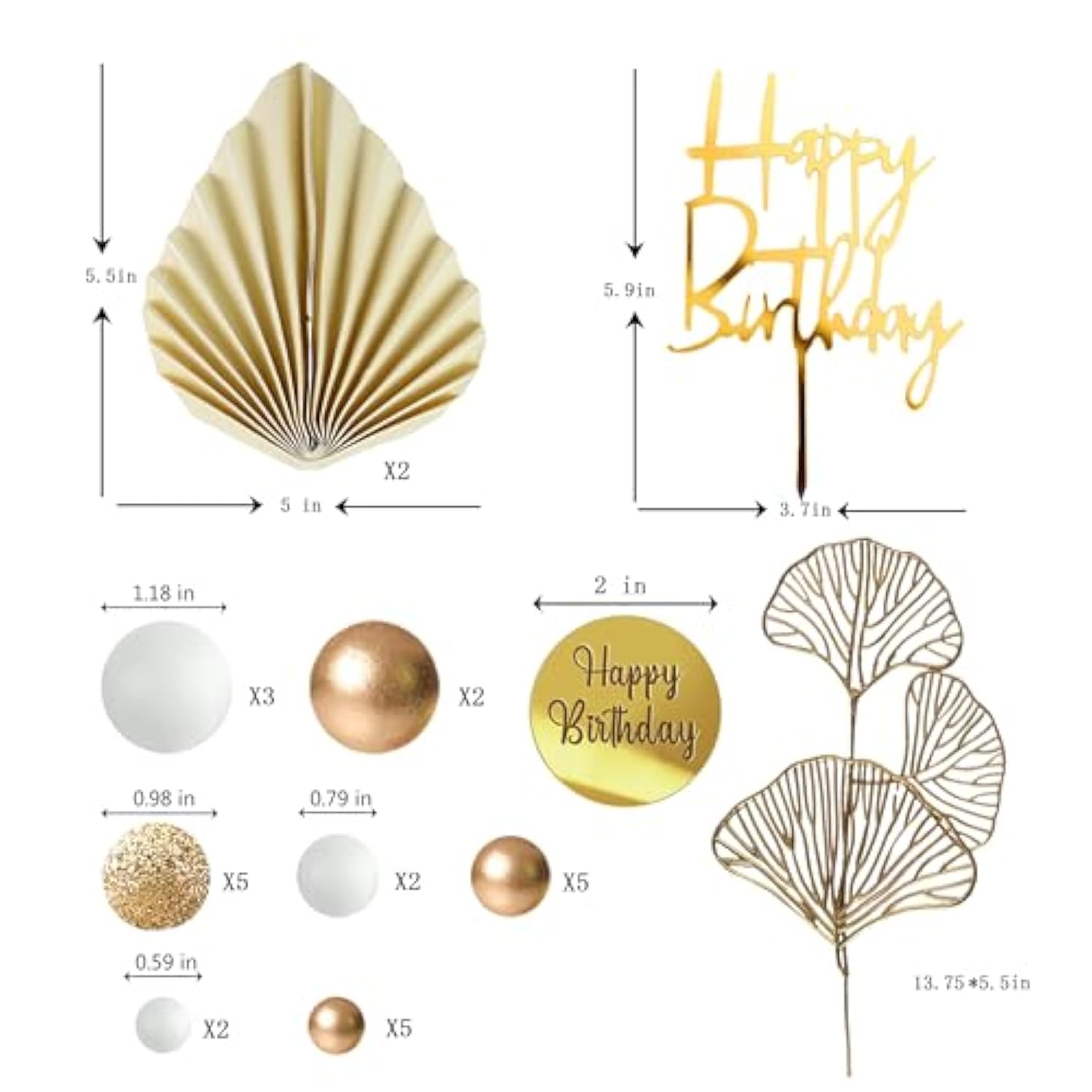 White Gold Cake Toppers for Birthday, Wedding, Baby Shower Decorations