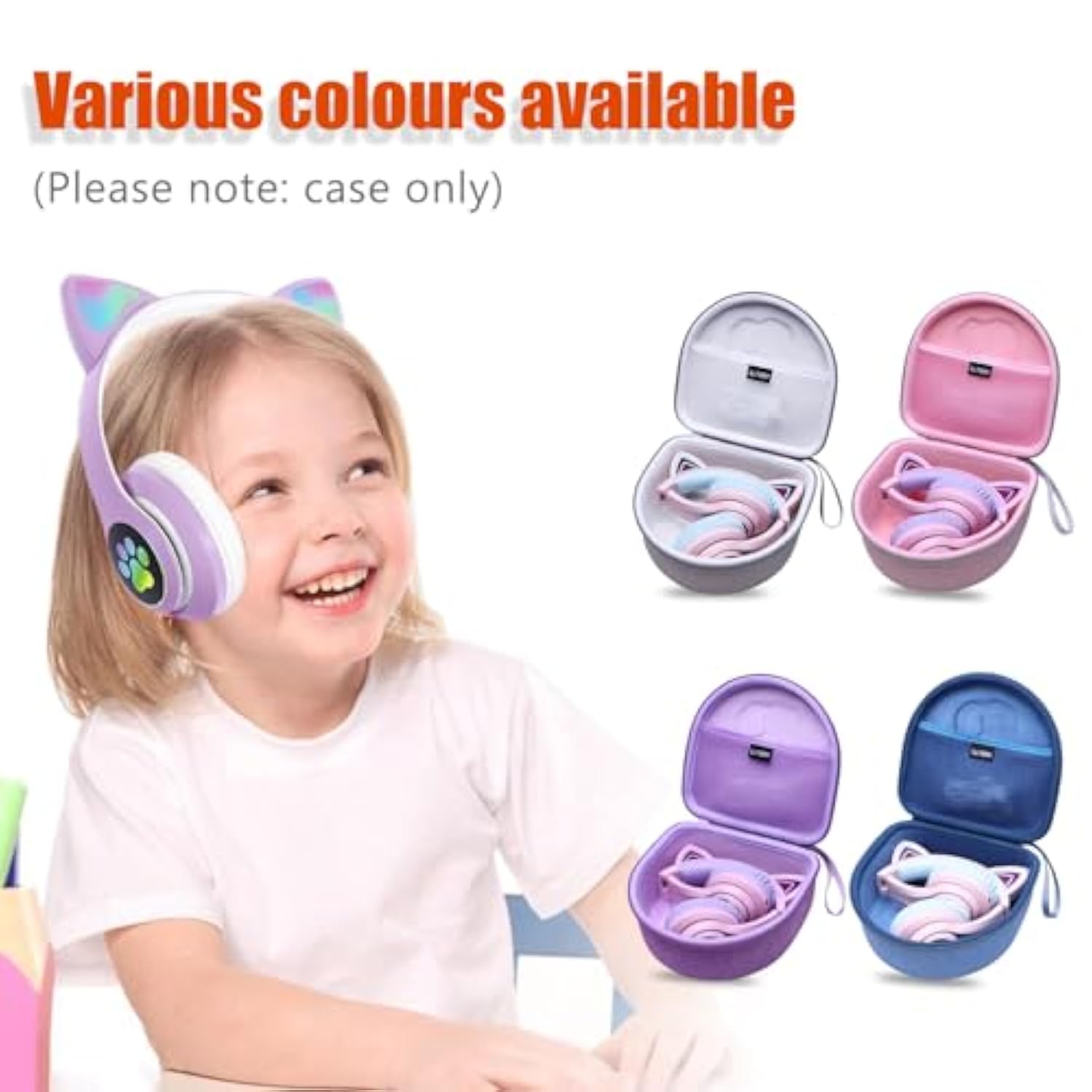 Kids Headphones Case Compatible With Iclever Bth13 / Hs01 / Hs20 And Riwbox Ct-7 / Ct-7S / Cf9 And Onitoo B90 Cat Ear Kids Headphones, Khaki (Case Only)