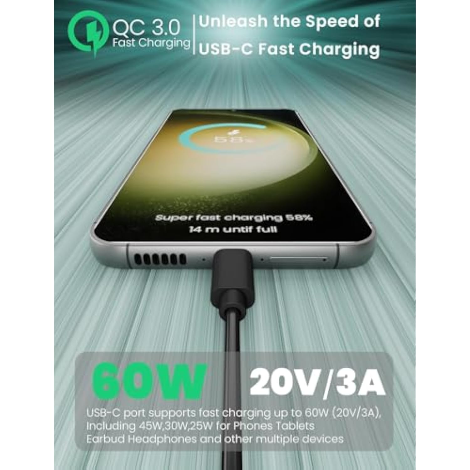 Charger Compatible With Samsung Galaxy Watch 7/Ultra/Fe/6/6 Classic/5 Pro/4 Classic/3/Active 2/Active 2 In 1 Usb To Usb C Charger Cable For Galaxy Watch Phone Tablet Earphone Etc.