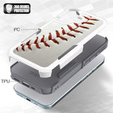Case for iPhone 16, Baseball Sports Pattern Shock-Absorption Hard PC and Inner Silicone Hybrid Dual Layer Armor Defender Case for iPhone 16