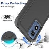 Heavy Duty Dual Layer Protective Case for Motorola G Play 4G 2024 with Screen Protector, Military Grade Drop Tested, Non-Slip Shockproof Cell Phone Cover, Black