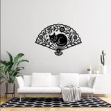 Bedroom Wall Art - Large Black Metal Fan Sleeping Cat Wall Decor Wall Sculpture Artwork For Cats Lover Minimalist Room Living Room Bathroom Office