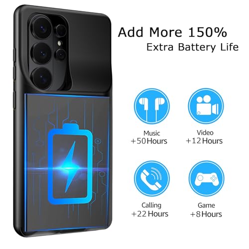 Battery Case for Galaxy S26 Ultra, Upgraded 12000mAh Battery Pack Rechargeable Charger Case with Wireless Charging Compatible for Galaxy S26