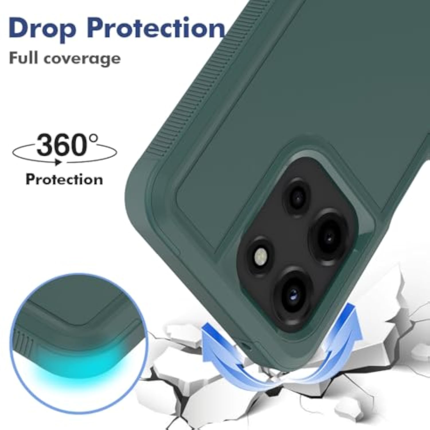 Dual Layer Protective Heavy Duty Cell Phone Cover for Motorola Moto G 2026 / Moto G 2025 / Moto G Play 2026 - Military Grade Protection with Screen Protector, Dark Green