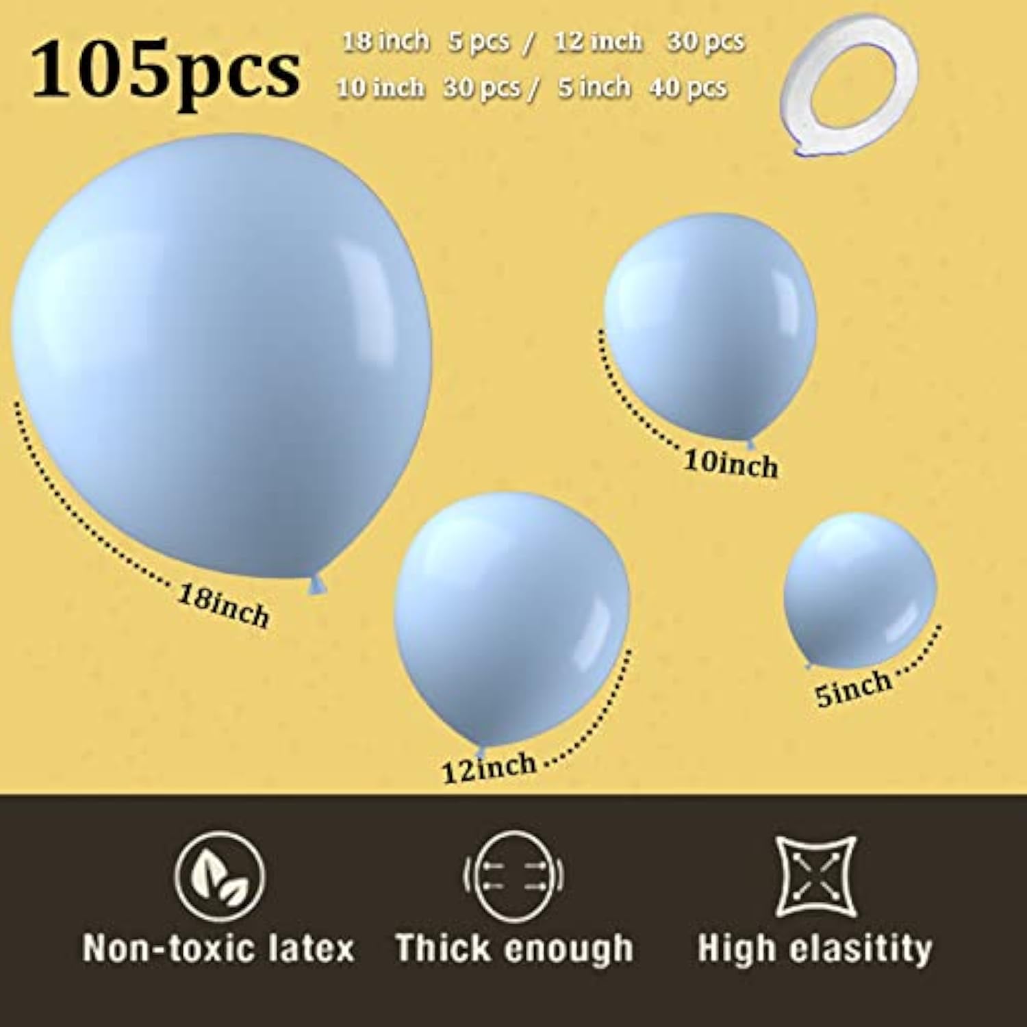 105 Pcs Dark Red Balloons Different Sizes Pack 18/12/10/5 Inch Latex P