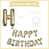 Light Gold Happy Birthday Balloons Banner, 16 Inch Mylar Foil Letters Balloon Sign For Birthday Party Decorations Photo Booth Backdrop