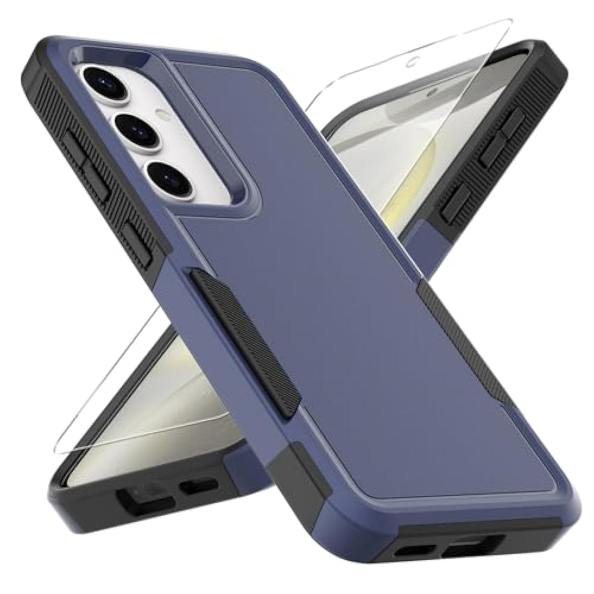 For Samsung Galaxy S25 Case,S25 Case,[Military Grade Drop Tested] With Hd Screen Protector,Dual Layer Protective Heavy Duty Cell Phone Cover Non-Slip Shockproof Rugged Case For Galaxy S25 (Blue)