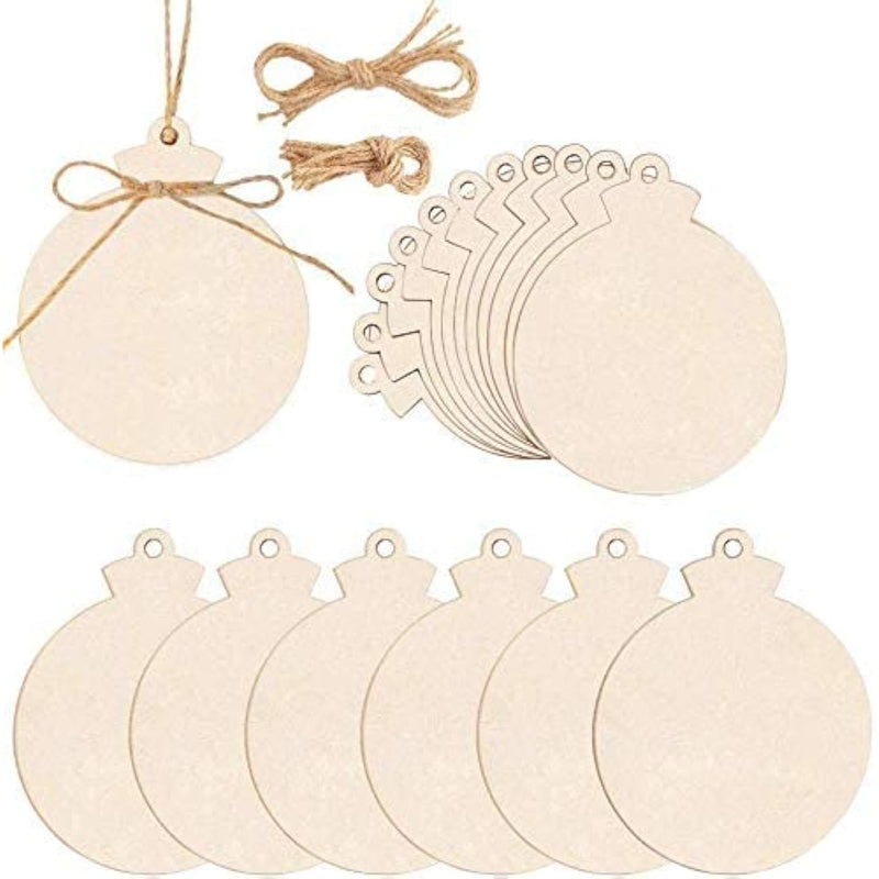 50Pcs Diy Christmas Wooden Ornaments Unfinished, 4.5" Large Natural Wood Slice